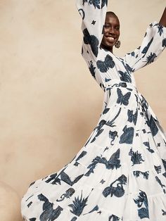 Saw this on Banana Republic: Cotton Wrap Dress, Boho Chic Dress, Wrap Midi Dress, Butterfly Dress, Tier Skirt, Flared Skirt, Tiered Skirt, Trendy Dresses, Chic Dress