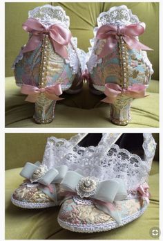 Marie Antoinette Costume, Costume Carnaval, Rococo Fashion, Pink Snow, Costume Shoes, Decorated Shoes, Shoe Art, Historical Dresses, Card Inspiration