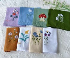 If you need a personalized design, please do not hesitate to message us. Thank you! 📍 About the floral embroidered handkerchiefs Handkerchiefs are made from linen of natural origin, so they are safe, environmentally friendly, soft and absorbent. Size: 30x30 cm. They are embroidered with daisy, wildflower, lavender, mushroom, mimosa, blue flowers,.. or custom designs according to your requirements. Personalized with your messages, your name or any quotes you like. 📍  You buy this for yourself or give it as a perfect sweet gift for: - Wedding or bridesmaid gifts  - Bachelorette gifts, Back to school gifts. - Best friends gifts - Birthday Gifts  - Gifts for girlfriend, sisters, mom, dad, grandmothers. 📍 Care instructions: hand wash towels, gently rub and dry in a well-ventilated place, avo Embroidered Flower Handkerchiefs For Gifts, Embroidered Flower Handkerchiefs As Gift, Flower Shaped Embroidered Handkerchiefs For Gift, Flower-shaped Embroidered Handkerchiefs For Gifts, Floral Embroidered Handkerchiefs For Spring Wedding, Spring Wedding Handkerchiefs With Floral Embroidery, Spring Handkerchiefs With Floral Embroidery As Gift, Spring Floral Embroidery Handkerchiefs As Gift, Floral Embroidered Handkerchiefs For Spring Gift