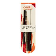 Create coils with ease with the Cantu Style Part & Twist Spiral Hair Comb Set. Featuring a specially designed spiral comb to shape your coils to perfection and a metal end comb for super precise parting and smoothing, this set is all you need to get gorgeous coils. We recommend cleansing your hair first with Cantu Sulfate-Free Cleansing Cream Shampoo and Cantu Sulfate-Free Hydrating Cream Conditioner. Then, when it comes to styling, start by parting your hair with the metal end comb into small s Curl Activator, S Curl, Comb Set, Hydrating Cream, Styling Gel, Sulfate Free, Hair Tips, Dream Job, Coils