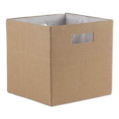 a cardboard storage box with a window on the front and bottom, for storing items