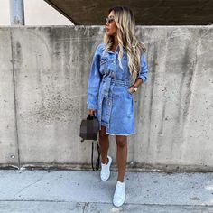 Denim Style Casual, Jumpsuit Denim, Moda Denim, Spring Denim, Moda Streetwear, Estilo Denim, Womens Denim Dress, Streetwear Mode, Dress Sleeve Length