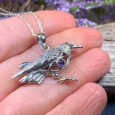 Crow Pendant, Raven Pendant, Raven Necklace, Wiccan Jewelry, Detailed Necklace, Pagan Jewelry, Irish Jewelry, Gothic Necklace, Bird Necklace