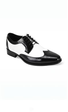 Meet “Moscow” by Giorgio Venturi – Black & White Dress Shoes that embody elegance and quality. These shoes, bearing the esteemed Giorgio Venturi name, are the epitome of timeless sophistication. With their sleek two tone design, they effortlessly elevate your formal or professional look. Not only stylish, but “Moscow” also prioritizes comfort for all-day wear. ... Read more White Leather Formal Shoes With Pointed Toe, White Leather Pointed Toe Shoes For Formal Occasions, White Pointed Toe Leather Shoes For Formal Occasions, Formal White Pointed Toe Oxfords, White Round Toe Oxfords For Formal Occasions, White Pointed Toe Oxfords For Formal Occasions, Elegant White Leather Shoes For Semi-formal Occasions, Fitted White Oxfords With Almond Toe, Luxury Wingtip Dress Shoes For Semi-formal Events