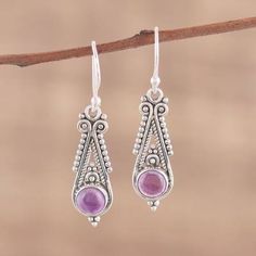 Amethyst dangle earrings, 'Regal Peaks' - Pointed Amethyst Dangle Earrings from India Gold Bridesmaid Jewelry, Lavender Heart, Gold Bridesmaids, Gold Diamond Earrings, Bridal Gold Jewellery, Gold Drop Earrings, Bridesmaid Jewelry, Handmade Sterling Silver, Hook Earrings