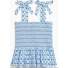 Nwt J. Crew Smocked Tie-Shoulder Tank Top - White And Blue - Size Large New With Tags True To Size. Blue Casual Smocked Top With Smocked Back, Casual Blue Smocked Top With Smocked Back, Blue Cotton Smocked Top For Brunch, Cotton Smocked Top With Smocked Cuffs For Vacation, Cotton Smocked Top With Elastic Shoulders, Blue Smocked Top For Brunch, Summer Smocked Top With Elastic Shoulders, Blue Tops With Tie Straps For Beach, Blue Smocked Top With Ruffles For Vacation