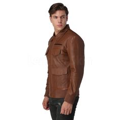 About Roman Brown Leather Bomber Jacket What is better than a black leather jacket? A brown leather jacket! And we are here to tell you why. It is not as common as the black one, which you'll see fairly observe more out and about in the streets. Brown leather is timeless, and the simplicity of the design in this particular piece will make for a constant outerwear item amidst changing fashions. There is a washed-out effect added to the leather material used, which only adds to the appeal of the men's brown leather jacket available at Leather Skin Shop. The whole design and color are very vintage and will attract plenty of compliments to anyone wearing it. The central zipper is a total time-saver - all you need to do is zip up, and you're ready to go. The jacket's casual look will make it ea Classic Brown Biker Jacket For Business, Fall Leather Outerwear With Multiple Pockets, Leather Biker Jacket With Flap Pockets For Winter, Vintage Brown Leather Biker Outerwear, Urban Brown Biker Jacket With Pockets, Urban Brown Leather Jacket, Urban Leather Jacket For Fall, Long Sleeve Leather Jacket With Pockets, Brown Leather Biker Jacket With Pockets