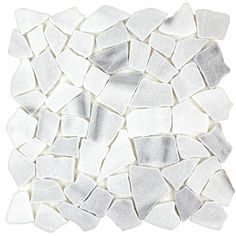 white and silver glass mosaic tile on a white background