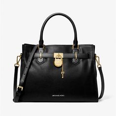 Michael Kors Collection Black Hamilton Medium Leather Satchel 100% Leather From Tanneries Meeting The Highest Standards Of Environmental Performance Satchel Leather 100% Leather Gold-Tone Hardware 13.5”W X 9.5”H X 6.25”D Handle Drop: 16”-20” Interior Details: Back Zip Pocket, Front Slip Lining: 100% Polyester Zip Fastening Dust Bag Not Included Imported Bags Michael Kors, Michael Kors Collection, Michael Kors Black, Leather Satchel, Michael Kors Bag, Interior Details, Zip Pockets, Satchel, Dust Bag