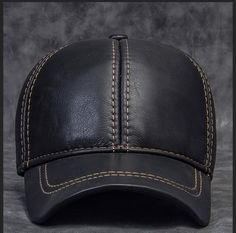 Adjustable Leather Baseball Cap For Outdoor, Casual Leather Baseball Cap With Curved Brim, Adjustable Black Leather Baseball Cap, Black Leather Adjustable Baseball Cap, Leather Baseball Cap For Streetwear, Casual Leather Six-panel Baseball Cap, Classic Leather Baseball Cap For Outdoor, Adjustable Leather Hat For Streetwear, Casual Leather Baseball Cap With Curved Visor