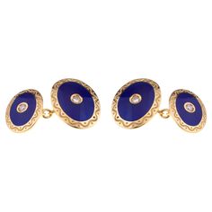 Cufflinks Oval 18kt Gold with Blue Enamel and Diamonds. Cufflinks for Men for Business or Leisure Time to be worn on white, light blue or stripe Cuff Shirts. Four Diamonds are set on the 18kt Gold Blue Enamel oval on both sides. The weight of 18kt gold is around 10 grams. Angeletti Boasts an Exceptional History Made of Pure Jewelry Tradition, a Blend of History and Modernity. Flagship store established in Piazza di Spagna / Via Condotti Area Since 1940. Van Cleef And Arpels Jewelry, Leisure Time, Flagship Store, Van Cleef Arpels, White Light, Sapphire Ring, Cufflinks, Sapphire, Light Blue