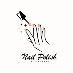 the nail polish logo is designed with black and pink nails, which are accented with stars