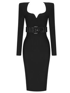 V-NECK LONG SLEEVE DRESS "HOLLYWOOD" – Pisani Maura Club Outfits Dresses, Jersey Evening Dress, Black Bandage Dress, Hollywood Dress, Clothing Factory, Luxury Wear, Trendy Clothes For Women, Club Outfits, Bandage Dress