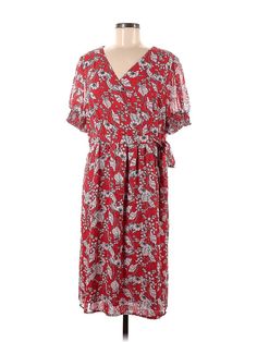 Chelsea28 Casual Dress Size: 1 Red Dresses - used. 100% POLYESTER, Midi, V-Neck, Paisley, Midi/Calf Length, Short Sleeve | Chelsea28 Casual Dress: Red Paisley Dresses - Size 1 Printed Red V-neck Dress, Red Printed V-neck Maxi Dress, Spring Paisley Print V-neck Midi Dress, Spring V-neck Midi Dress With Paisley Print, V-neck Midi Dress With Paisley Print For Spring, Red Casual Dress, Paisley Dresses, Red Paisley, Red Dresses