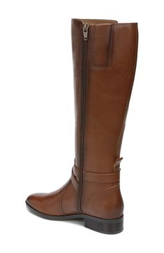 A slender buckle strap wraps around the ankle of a timeless riding boot in smooth leather with signature Contour+ technology for endless comfort. 1 1/4" heel Leather upper/textile lining/synthetic sole Imported Classic Riding Knee-high Boots Medium Width, Brown Knee-high Boots With Buckle For Work, Brown Buckle Closure Knee-high Boots For Work, Classic Boots With Buckle Closure And Medium Width, Classic Knee-high Boots With Buckle And Round Toe, Classic Knee-high Boots With Buckle Closure, Wide Calf Boots With Buckle Closure For Work, Classic Riding Boots With Buckle Closure, Classic Leather Knee-high Boots With Buckle Closure