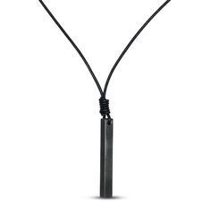 A 23-inch waxed black cord creates this handsome men's necklace. The cord holds a vertical, black ion-plated stainless steel bar to create a modern and stylish look for him. The necklace secures with a lobster clasp. Bald Style, Guy Jewelry, Mens Cords, Mens Leather Necklace, Tactical Clothing, Stainless Steel Bar, Mens Jewelry Necklace, Diy Gifts For Boyfriend, Accessories Jewelry Necklace