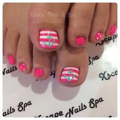 30 Really Cute Toe Nails for Summer - Pretty Designs Summer Pedicure, Pedicure Ideas, Manicure Gel, Pedicure Designs, Toe Nail Designs, Pedicure Nail Art, Toe Nail Art, Cute Nail Designs