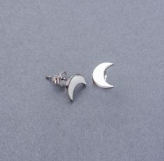 Sterling Silver Tiny Moon Stud Earrings , 925 Sterling Silver Moon Earrings Push Back , Silver Stud Earring , Dainty Silver  Moon Earring * Materials: Sterling Silver * Color: Silver * Earring Style Cut: Moon Stud Earring * Size:9 mm * Quantity: One pair * Made to Order These 925 sterling silver minimalist earring perfect for daily wear. Their simple and stylish design makes the mealy to pair with an outfit. Made from high-quality silver, they are durable and comfortable, perfect for everyday us Silver Moon Earrings, Moon Earring, Moon Stud Earrings, Minimalist Earring, Moon Studs, Silver Moon, Moon Earrings, Minimalist Earrings, Stud Earring