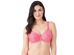 Wacoal Awareness Full Figure Underwire Bra - Women's Bra : Pink Lemonade : The Awareness Seamless Underwire Bra, the #1 selling bra for Wacoal®, offers unsurpassed comfort and support. Designed for the full bust. Stretch nylon fabric flaunts a pretty jacquard calla lilly pattern. Seamless bra features lined underwire cups for shape and lift. Cup lining provides minimal compression to help create a round silhouette. Underwire channel is triple-wrapped in flannel to never touch the skin. Inner cup Back Adjustment, Vanity Fair Bras, Bali Bras, Most Comfortable Bra, Short Bra, I Cup, Bra Size Charts, Comfortable Bras, Everyday Bra