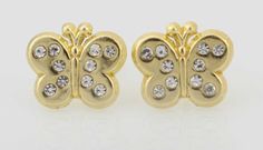 This Cute , Lovely 14K Butterfly with Stone Stud Post Earrings are made from high-quality 14K Gold and its the perfect gift for Little Girl or anyone of any age and excellent for everyday wear. Item Specifications: Metal Type: 14K Gold ShapeButterfly with CZs Fastening: Screw Back Style: Stud Post Height:8mm (approx. 1/3 inch) Width:10mm (approx. 3/8 inch) Earrings Puff Pad size:1 inch x 1 inch (25mm x 25mm) The screw backs are really good for kids and adults because its hard to lose the earring Clip-on Diamond Earrings As A Gift, Diamond Clip-on Earrings As Gift, Diamond Yellow Gold Clip-on Earrings Gift, Clip-on Yellow Gold Diamond Earrings For Gift, Clip-on Yellow Gold Diamond Earrings As Gift, Gift Yellow Gold Clip-on Diamond Earrings, Yellow Gold Clip-on Diamond Earrings For Gift, Yellow Gold Clip-on Diamond Earrings As Gift, Gold Clip-on Earrings With Diamond Accents For Gift