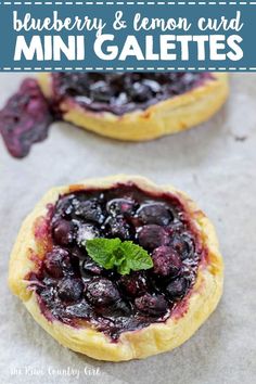 lemon curd and blueberry mini gadgets on parchment paper with text overlay