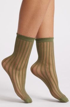 Embrace the airy comfort of soft, lightweight mesh socks textured in tonal stripes. Nylon/spandex Machine wash, tumble dry Imported Trendy Striped Socks For Spring, Stretch Green Summer Socks, Stretch Green Socks For Summer, Casual Nylon Socks For Summer, Trendy No-show Socks For Spring, Trendy Mesh Socks For Spring, Trendy Spring Mesh Socks, Casual Mid-calf Hosiery For Spring, Casual Mid-calf Spring Hosiery