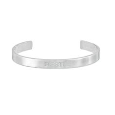 Bring your personality to this sleek cuff bracelet from Tailor + You™. Crafted in your choice of metal, this 6.0mm-wide design features a name or message - up to 12 characters in length - inscribed along the center. Choose from a polished or diamond-lined finish. Completing the design, a hidden message from you - up to 22 characters in length - is inscribed along the inside in the font you select. Ct. t.w. for the diamond option will vary based on your text. Buffed to a brilliant luster, this cu Modern Customizable Name Bracelet, Classic Personalized Silver Cuff Bracelet, Modern Customizable Silver Name Bracelet, Elegant Customizable Silver Bangle, Elegant Silver Cuff Bracelet Customizable, Hidden Message, A Name, Especially For You, Personalized Jewelry