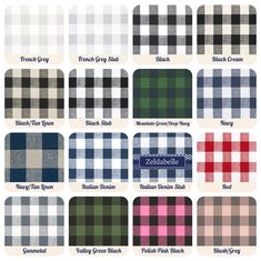 the different plaid patterns are shown in various colors