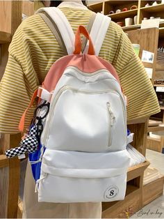 BirdinBag - Stylish Colorblock Backpack with Release Buckle - Fashionable and Functional Colorblock Backpack, Letter Bag, Classic Backpack, Color Blocking, Composition, Buckle, Backpacks, Size Medium, Pattern