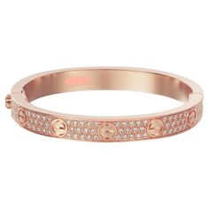 18K Rose Gold Bracelet With 2.2 Carat Diamonds Pave Bangle, Bracelet Art, Modern Bracelets, Antique Bracelets, Jewelry Accessories Ideas, White Gold Bracelet, Accessories Ideas, Rose Gold Bracelet, 2 Carat