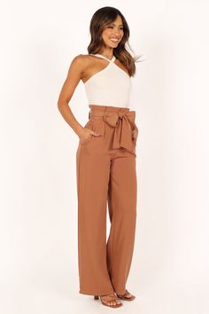 Kieran Pants - Tan - Petal & Pup USA Satin Dresses Long, High Waisted Wide Leg Jeans, Satin Dresses Long Sleeve, Black Tie Wedding Guests, White Dress Shoes, Style Pant, Essential Dress, Crop Top Tees, Dresses By Length