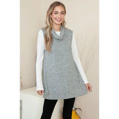 Achieve an effortless and chic look with this Heather Grey Sleeveless Turtle Neck Tunic Top. Its versatility allows for easy layering with a basic long or short sleeve shirt, and it pairs perfectly with Judy Blues, YMI, or Royalty Pants for any occasion. Embrace its stylish appeal and dress it up or down to suit your individual taste. Fit: This is a loose tunic style sleeveless top Size: S, M, L Suggested Sizing: S: 0-4, M: 6-10, L: 10-12 Color: Heather Grey Material: 95% Polyester and 5% Spandex Style: TN-1003 Jessica's Fit: Jessica is 5'3" she wears a S in Tops and a Size 3 In Judy Blue and she is wearing a Small. Mary Anne's Fit: Mary Anne is 5’4”. She wears a S in tops, size 3 in Judy Blue's. She is wearing a Small.Amanda's Fit: Amanda is 5'9. She wears a L/XL in tops, size 11/13 in Ju Judy Blues, Loose Tunic, Athleisure Dress, Tunic Style, Grey Material, Tunic Styles, Jacket Buttons, Graphic Tee Shirts, Cardigan Jacket