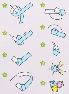 the instructions for how to make origami stars and kites with paper scissors