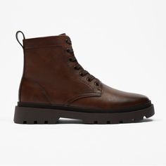 Nwt. Zara Man Brown Faux Leather Lace-Up Combined Boots With A Rounded Toe. Lacing With Seven Pairs Of Eyelets, A Loop At The Back For Ease Of Putting On Shoes. Volumetric Corrugated Sole To Match. Size 8, 9, 10, 11. Ref 2000/022 Sh 17 Green Boots, Zara Man, Zara Shoes, Leather Lace, Leather And Lace, On Shoes, Put On, Shoes Mens, Men's Shoes