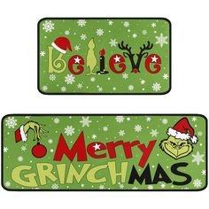 two christmas signs with the words merry grinmas on them