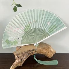 Green Umbrella Yangge Dance fans Chinese wind Folk Dance folding fan retro wind lotus classical Hanfu Cheongsam Retro Qipao folding dance fan Green Umbrella, Have A Nice Life, Bamboo Weaving, Bone Color, Cheongsam, Elegant Gift