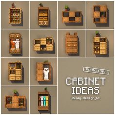 an assortment of wooden cabinets and shelves made out of wood