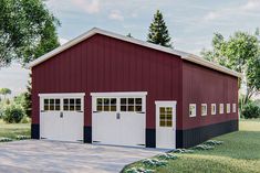 a two car garage is shown in this rendering