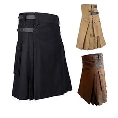 Season:Cross-Seasons; Gender:Men's; What's in the box:Skirt; Types:Skirt,Scottish Utility Kilts; Holiday:Carnival; Style:Streetwear,Medieval,Folk Style,Punk  Gothic,Halloween,Retro Vintage,Classic Style,Stylish; Occasion:Party,Halloween; Material:Polyester; Pattern:Solid Color; Design:Rivet,Pleated Box Skirt, Soirée Halloween, Gothic Skirt, Halloween Skirt, Utility Kilt, Halloween Retro, Folk Style, Gothic Rock, Gothic Halloween