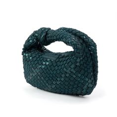 Our handwoven Knot bags are perfect for any occasion! Whether you're headed to a casual brunch, fancy event or a night on the town, this unique bag will make just the right statement. Woven neoprene & Lycra blend Zipper enclosure Shiny gunmetal tone hardware Dimensions: 11" L x 7" H x 2” D, Handle Drop: 3” Chic Handwoven Clutch For Daily Use, Chic Handwoven Everyday Clutch, Chic Handwoven Clutch For Everyday, Evening Handwoven Tote Bag, Evening Woven Pouch Bag, Green Evening Bag With Braided Handles, Modern Clutch Bag With Braided Handles, Party Bag With Braided Handles And Top Handle, Party Bag With Braided Top Handles