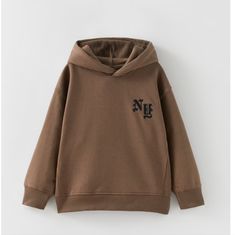 Zara Kids Embroidered Hoodie Size 7 Years New With Tag Smoke And Pet Free Home Hooded Tops With Letter Embroidery For Winter, Hooded Sweatshirt With Letter Embroidery For Fall, Fall Hooded Sweatshirt With Letter Embroidery, Hooded Fall Sweatshirt With Letter Embroidery, Hooded Hoodie With Letter Embroidery For Fall, Brown Letter Print Hooded Top, Brown Hooded Tops With Letter Print, Hooded Brown Tops With Letter Print, Brown Hooded Top With Letter Print