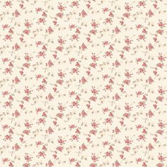 a white and red floral wallpaper with small pink flowers