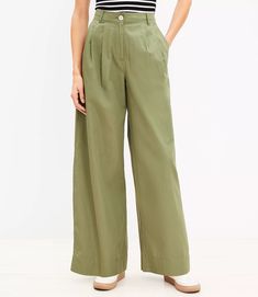 Petite Poplin Wide Leg Pants Curvy Pants, Pants Woman, Pants Details, Petite Pants, Green Pants, Designer Jeans, Fall Wardrobe, Military Green, Cotton Style