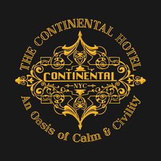 the continental hotel logo in gold and black with an ornate design on it's side