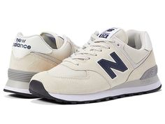 New Balance Classics ML574v2 - Men's Running Shoes : Tan/Navy : Add a vintage runner design to your wardrobe with the iconic silhouette of the New Balance Classics ML574v2 sneakers. Casual shoes with suede and mesh or textile uppers in a sporty silhouette. Foam-padded collar and tongue. Soft linings and a removable foam insole provide all-day comfort. Traditional lace-up closure. TPU heel insert for extra support. ENCAP® midsole for cushioning. Durable rubber outsole. Imported. Measurements: Wei Men New Balance Shoes, Men S New Balance, Mens New Balance Shoes, Wardrobe Overhaul, Mens New Balance, New Balance Classics, Sporty Shoes, Mens Running Shoes, Vintage Sneakers