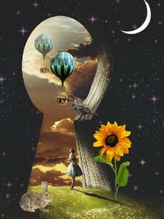 a keyhole with an image of a person and a sunflower in the background