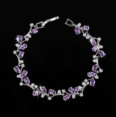 If you are looking for a fine jewelry which looks sepecial, precious stone please consider cubic zirconia in Wedding Bracelet Vine Bracelet, Bracelets Bangle, Gemstone Bangle, Purple Bracelet, Purple Rhinestone, Leaf Jewelry, Bridal Bracelet, Purple Stones, Rhinestone Bracelet