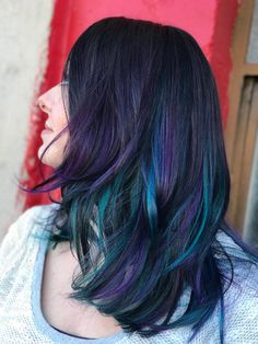 Galaxy Hair Color, Hair Colour Design, Summer Hair Color For Brunettes, Black Hair Dye, Bold Hair Color, Dyed Hair Inspiration, Summer Hair Color, Hair Stylies