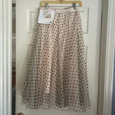 Nwt My Secret Garden Tulle Maxi Skirt In Cream Dots From Chicwish Size Large / Size X-Large (Extra Large) Beautiful Cream Color With Black Polka Dots Gorgeous, Fluffy Tulle Skirt Spring Polka Dot Long Skirt, Polka Dot Long Skirt For Spring, Elegant Polka Dot Skirt For Spring, Party Pleated Skirt Bottoms In Cream, Polka Dot Bottoms For Spring Party, Party Cream Pleated Skirt, Polka Dot Party Bottoms For Spring, Spring Polka Dot Midi Skirt, Polka Dot Pleated Skirt For Spring