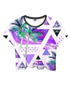 Tropical Angles Crop Top Vaporwave Clothes, Friends Aesthetics, Vaporwave Fashion, Vaporwave Clothing, Pastel Tops, Never Fade, Fabric Panel, Print Crop Tops, Long Live